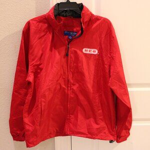 Red HEB Signature Collection Lightweight Hooded Windbreaker Jacket Size Large